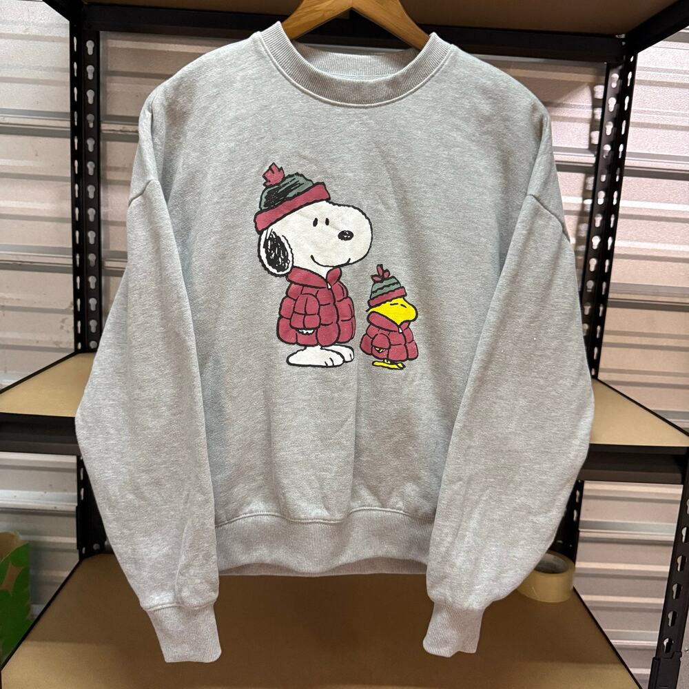 Peanuts RSQ Snoopy Woodstock Grey Sweatshirt Unisex Size M